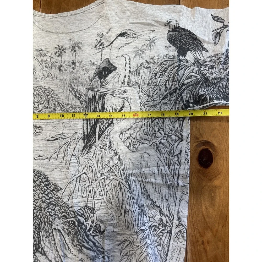 Vintage 90s All Over Print Nature T-Shirt Men's L Florida Wildlife Alligator